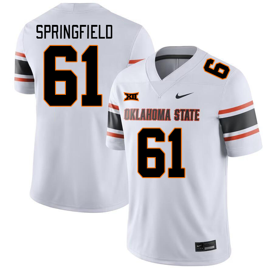 Oklahoma State Cowboys #61 Jake Springfield College Football Jerseys Stitched Sale-White